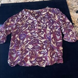 Olivia Moon Purple Leaf Print Blouse